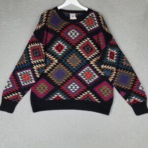 Vintage Mackinaw Grandpa Sweater Adult Large Pullover Knit Colorful Diamond Mens